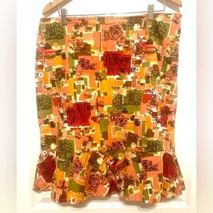 Westbound Stretch Skirt with European Cafe Scenes  Size 16